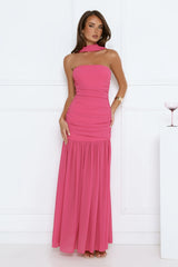 Soirée Glow Strapless Maxi Dress Pink