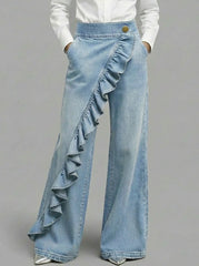 Vintage-style Asymmetrical Denim Trousers